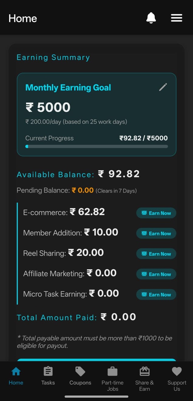 PTEarn Dashboard